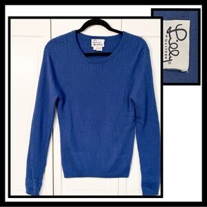 Lilly Pulitzer Cable Knit Cobalt Blue Sweater Size L 100% Cashmere